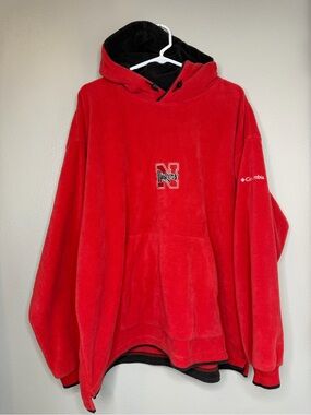 Columbia Men XL Nebraska Huskers Full Zip Fleece Jacket Red Oversized
